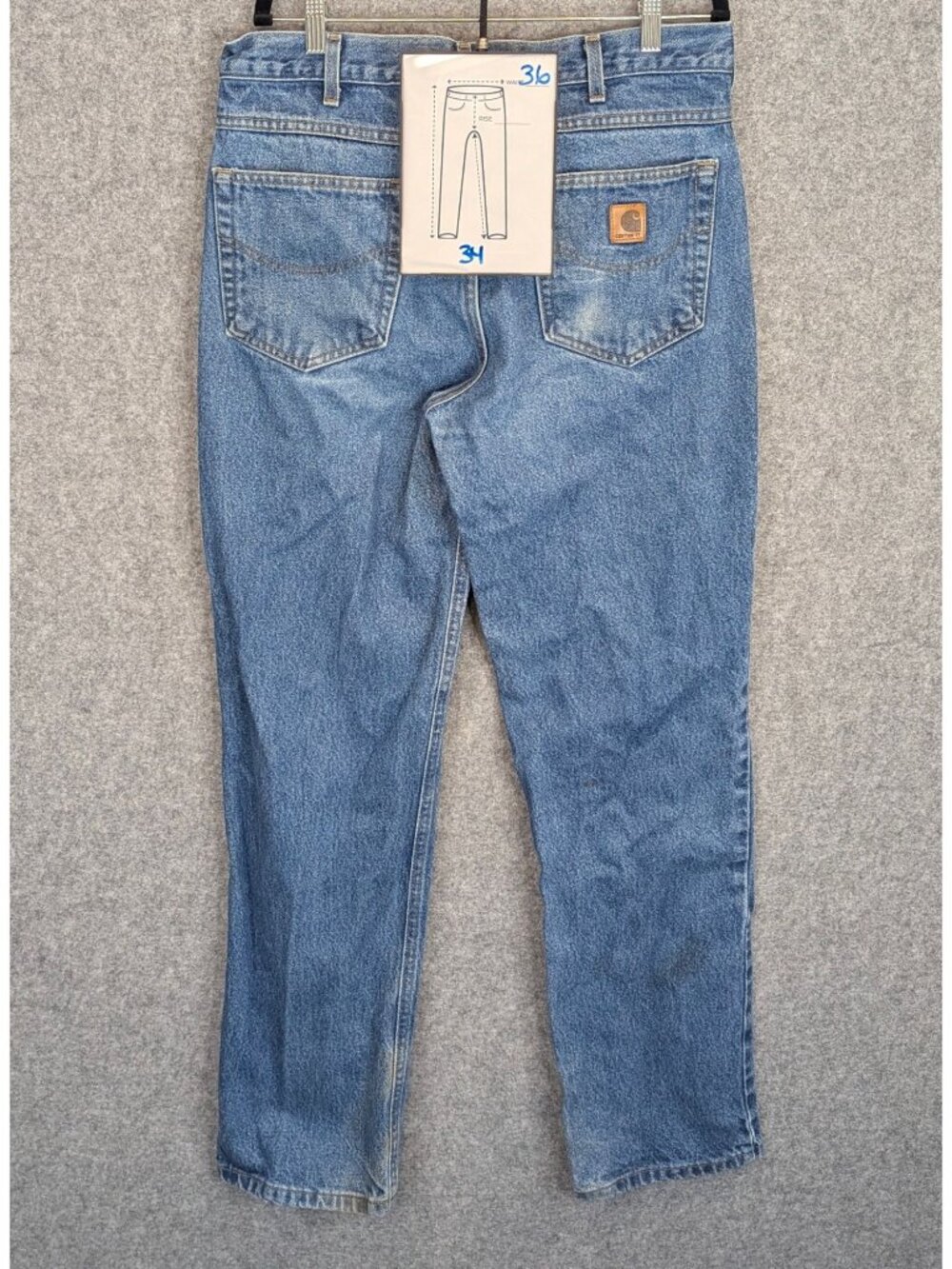 Carhartt Mens Size 36 x 34 Jeans Blue Straight Leg Denim Vintage Style Workwear - Picture 10 of 10